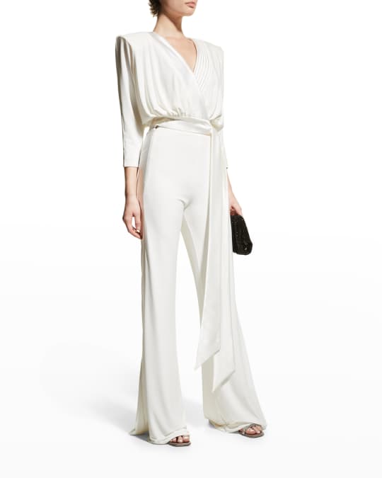 ZHIVAGO Weld Surplice Tie-Waist Jumpsuit | Neiman Marcus