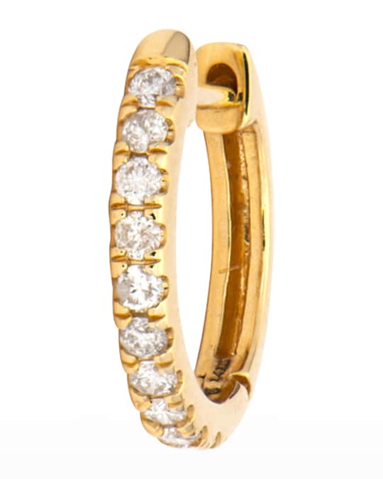 14k Yellow Gold Classic Diamond Huggie Single Hoop Earring