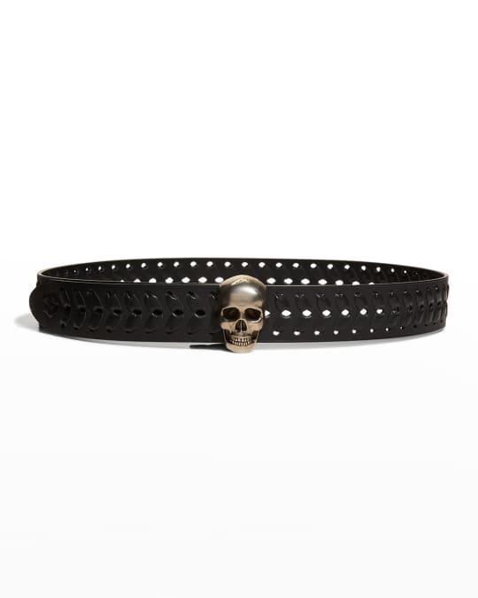 Alexander McQueen 3d Skull Leather Belt in Black for Men Mens Accessories Belts 
