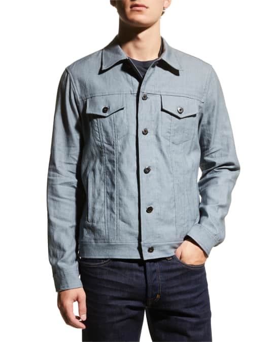 Neiman Marcus Men s Cotton Linen Trucker Jacket Neiman Marcus