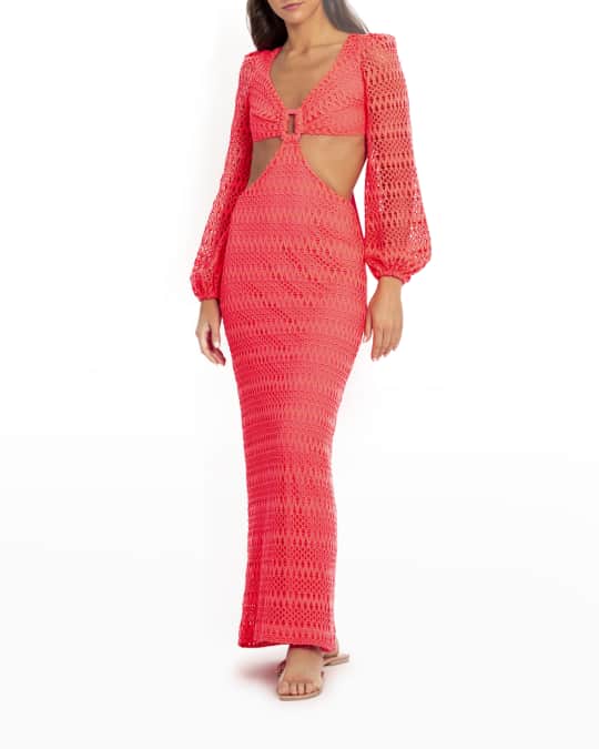 PatBO Crochet Cutout Maxi Dress Neiman Marcus