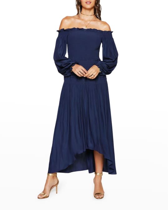 ramy brook off the shoulder dress Chance Merino Off-The-Shoulder Mini Dress in black