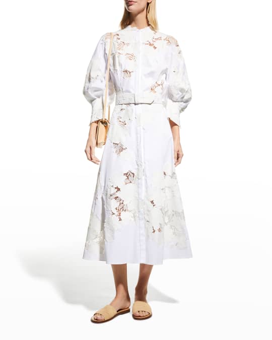 Magnolia Guipure Lace Belted Midi Dress