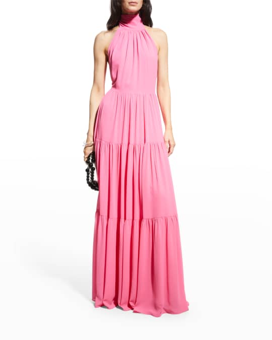 One33 Social Tiered Georgette Maxi Halter Dress | Neiman Marcus