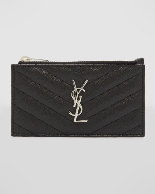 Saint Laurent Fragments Ysl Quilted Leather Card Case Nero