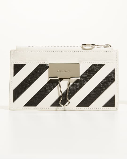 Off-White Binder Striped Zip Card Case | Neiman Marcus