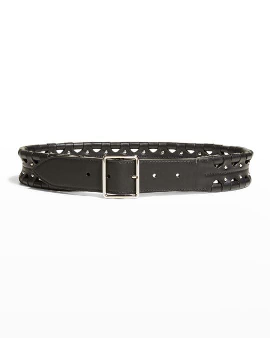 ALAIA Hinge Stud-Embellished Leather Belt | Neiman Marcus