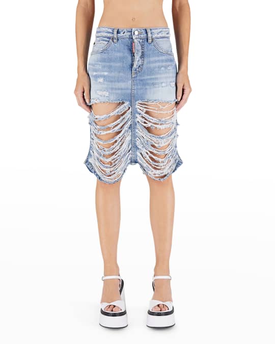Dsquared2 Ripped Denim Skirt | Neiman Marcus