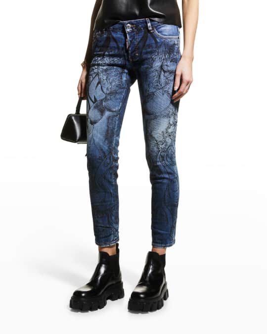 Dsquared2 Jennifer Floral Cropped Skinny Denim Jeans | Neiman Marcus