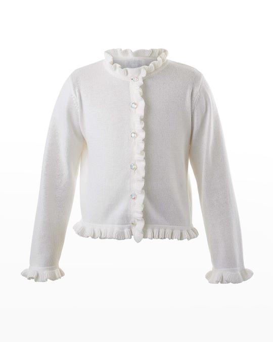 Rachel Riley Girl's Ruffle Iridescent Knit Cardigan, Size 3T-10 ...