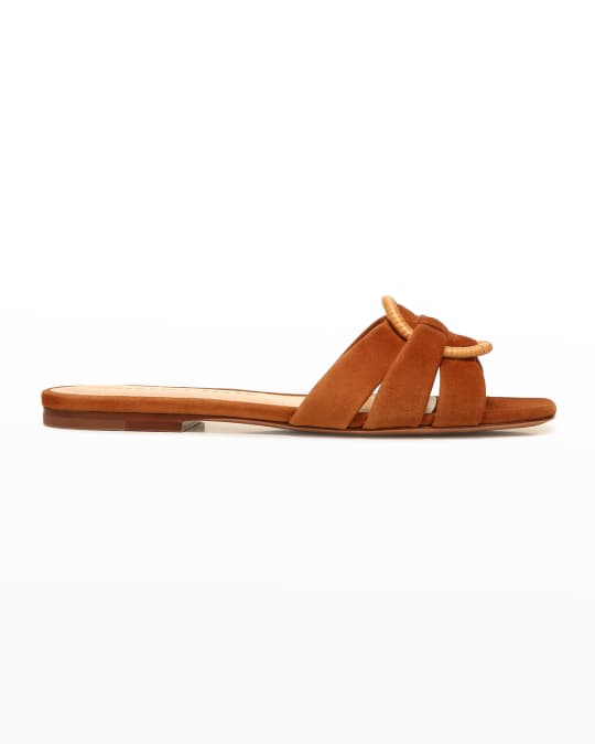 Veronica Beard Madeira Leather Ring Flat Sandals | Neiman Marcus