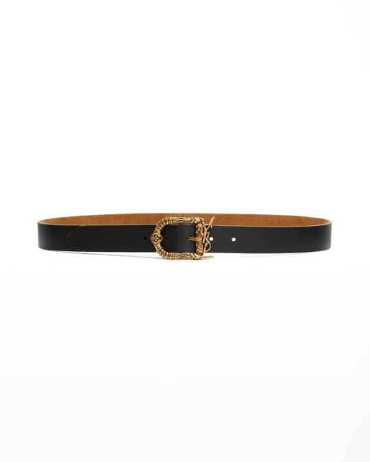 Saint Laurent Celtic Monogram Leather Belt