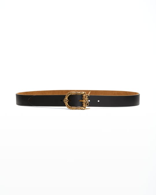 Saint Laurent Celtic YSL Monogram Leather Belt Neiman Marcus