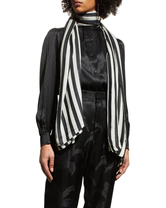 Saint Laurent Striped Cashmere-Blend Scarf Neiman Marcus