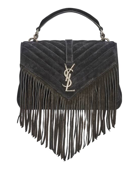 YSL Medium Fringe Suede Top Handle Bag