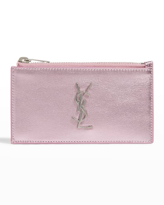 Saint Laurent YSL Metallic Zip Card Case Neiman Marcus