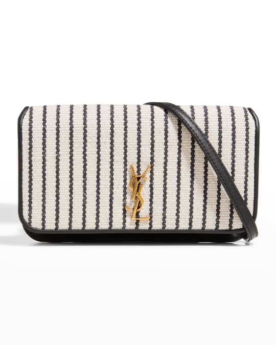 Saint Laurent White And Black Lou Striped Canvas Camera Bag