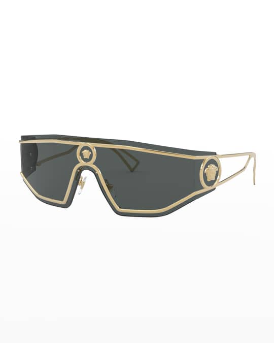Versace Men's Medusa Head Metal Shield Sunglasses | Neiman Marcus