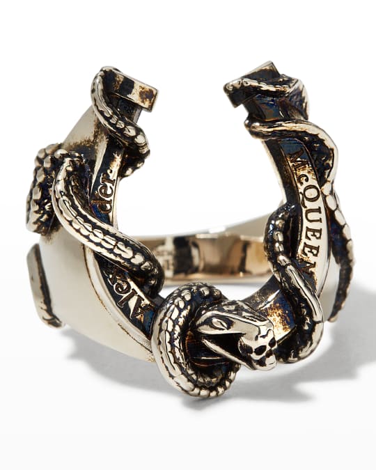 McQueen Men's Antique Snake Horseshoe Ring | Neiman Marcus