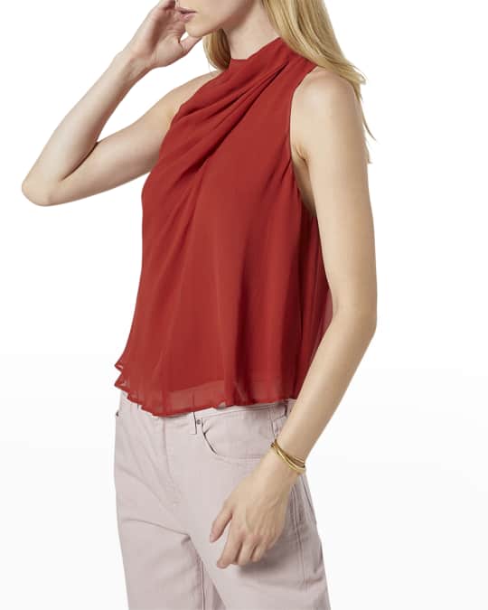 Joie Paul Cowl Neck Sleeveless Silk Top Neiman Marcus