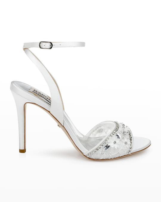 Tazana Satin Crystal Ankle Strap Sandals