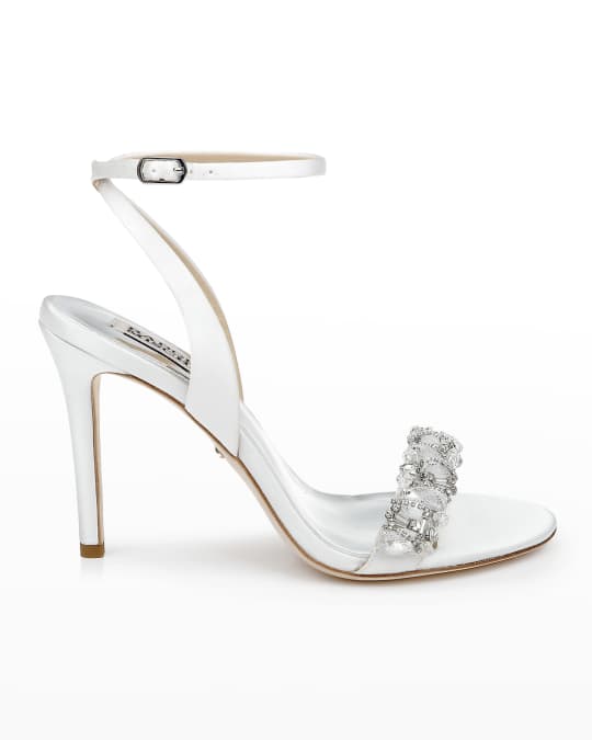 Badgley Mischka Taryn Metallic Crystal Ankle-Strap Sandals | Neiman Marcus