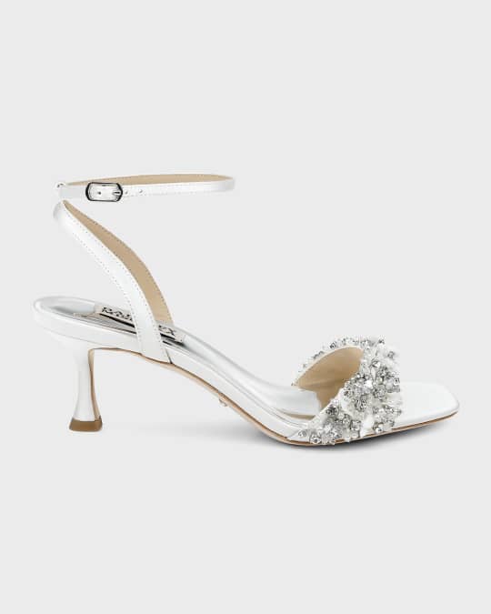 Badgley Mischka Telissa Satin Embellished Ankle-Strap Sandals | Neiman ...