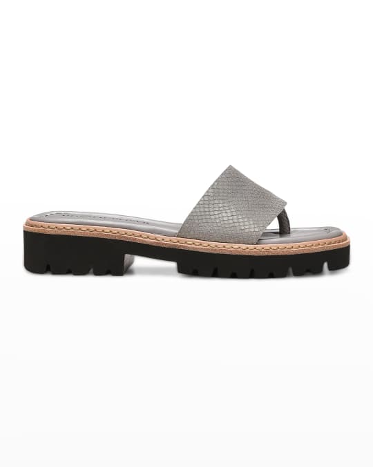 Donald J Pliner Beulah Embossed Thong Flat Sandals | Neiman Marcus