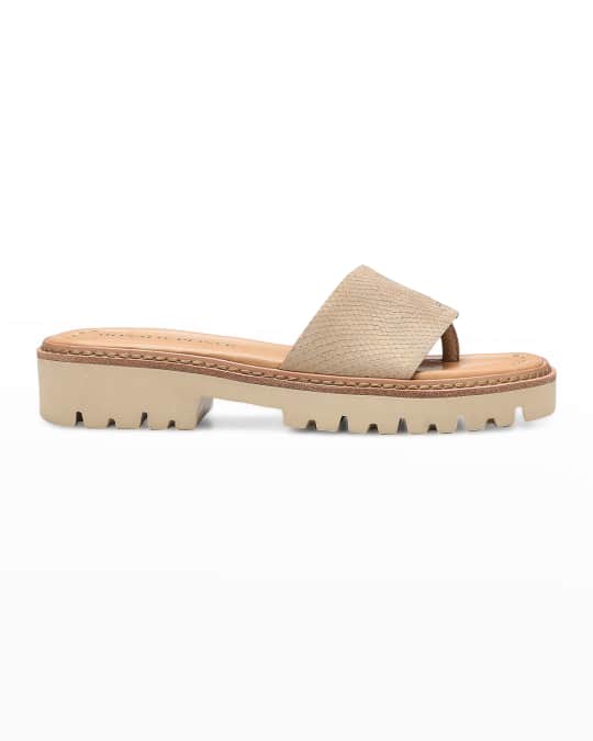 Donald Pliner Beulah Embossed Thong Flat Sandals | Neiman Marcus
