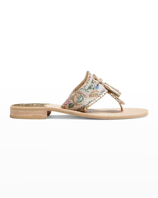 Jack Rogers Jacks Brocade Tassel Bow Thong Sandals Neiman Marcus