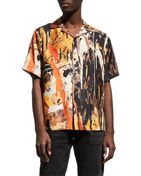 Amiri Men's Paint Splatter Camp Shirt | Neiman Marcus