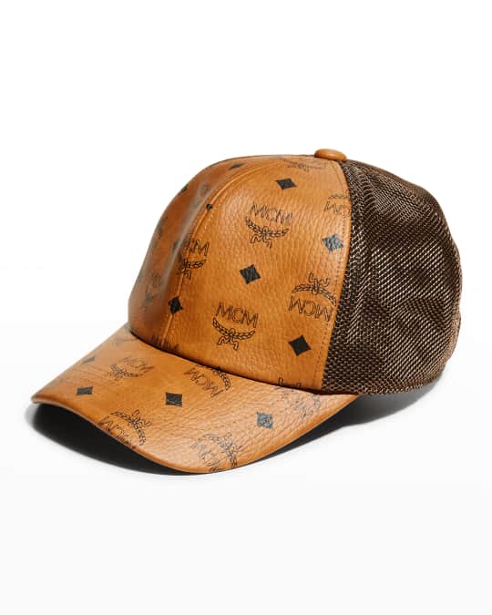 MCM Men s Visetos Leather Baseball Cap Neiman Marcus
