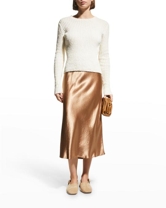 Vince Textured Rib Crewneck Sweater | Neiman Marcus