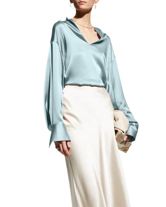 Vince silk satin turtleneck blouse new arrivals