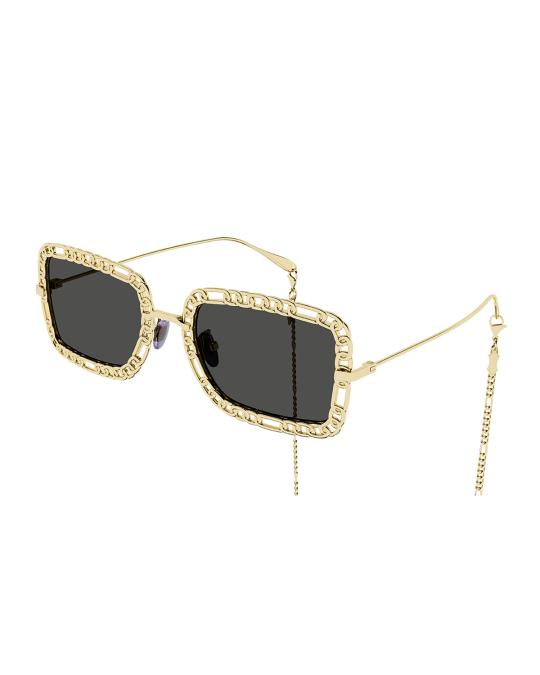 Gucci Gold Chain Rectangle Metal Sunglasses with Chain Gucci Metal Rectangle Sunglasses | Neiman Marcus main image 4