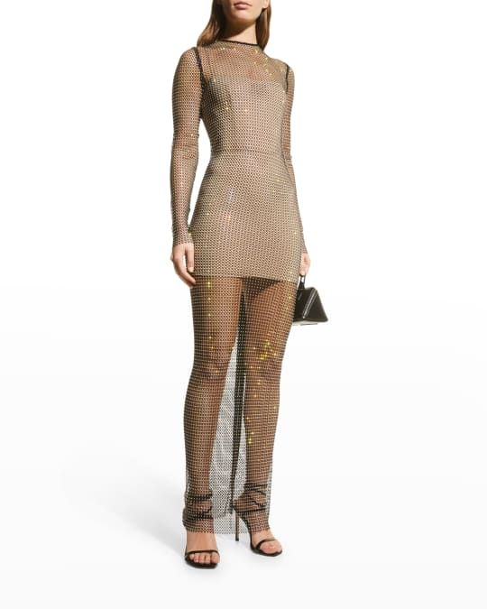 knee length dresses for ladies The Crystal Stone Mesh Dress- Midnight Blue – Baacal main image 1