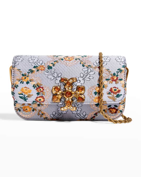 Tory Burch Eleanor Brocade Jeweled Logo Phone Crossbody Bag