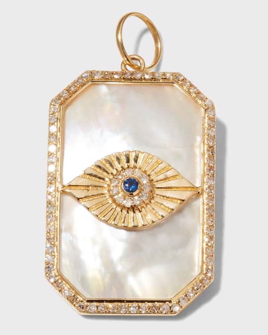 14K Gold Diamond & Sapphire Evil Eye Pendant