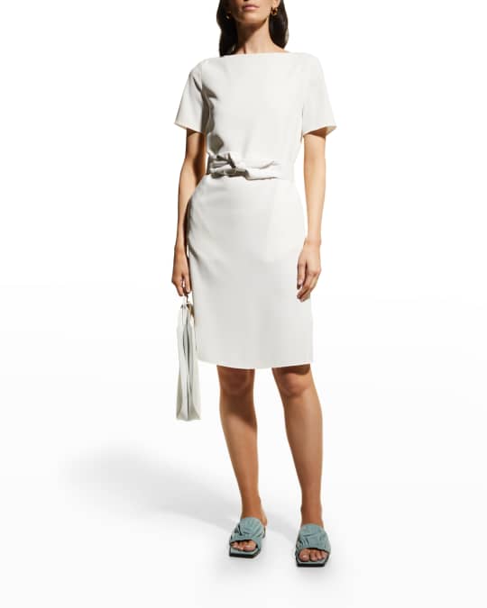 Emporio Armani Belted Fluid Crepe Sheath Dress | Neiman Marcus