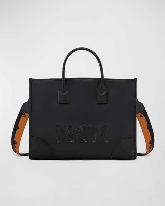 MCM Large Logo Leather Tote Bag Neiman Marcus