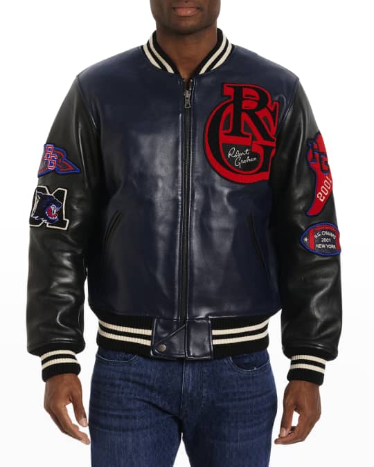 Robert Graham Men s The Letterman Leather Jacket Neiman Marcus