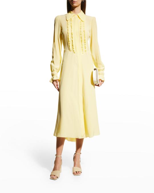 ruffle bib shirt dress Ditsy Floral Ruffle Front Shirt Dress  Sail to Sable