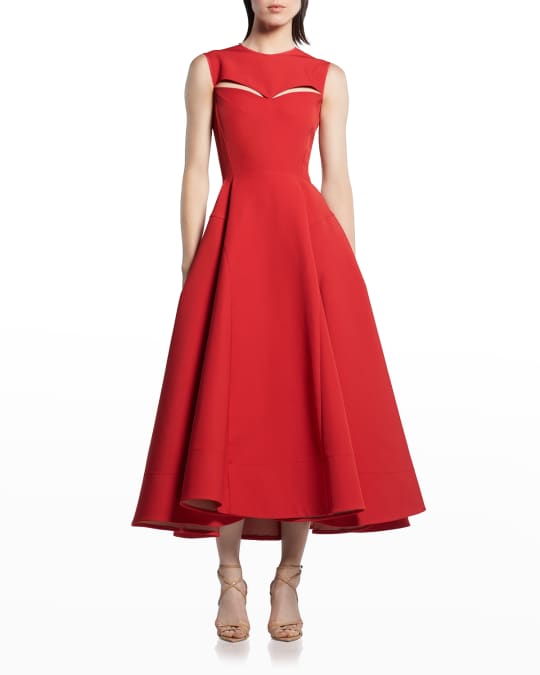Maticevski Restless Bustier Cutout Tea-Length Dress | Neiman Marcus