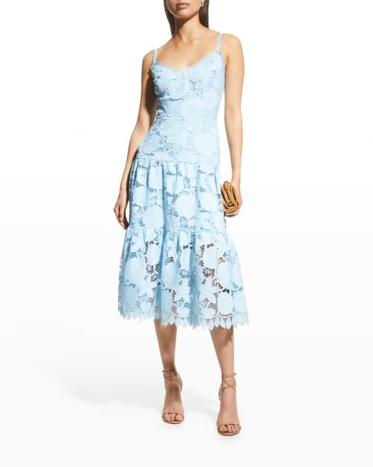 Marchesa Notte Floral Eyelet Sleeveless Dress | Neiman Marcus