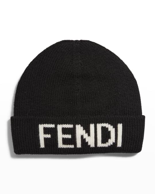 Fendi Men's Logo Wool Beanie Hat | Neiman Marcus