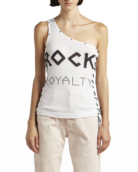 Stella McCartney Rock Royalty One-Shoulder Lace-up Top | Neiman Marcus