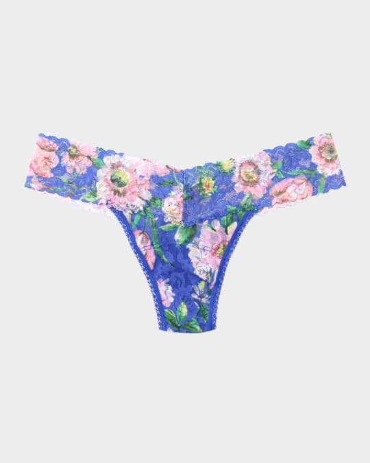 Printed Low-Rise Signature Lace Thong