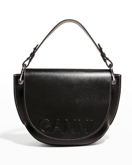 Ganni Banner Recycled Leather Crossbody Saddle Bag | Neiman Marcus