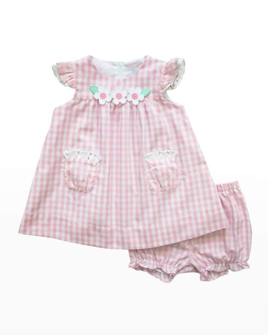 Florence Eiseman Girl's Floral Gingham Lace Dress w/ Bloomers, Size 3 ...
