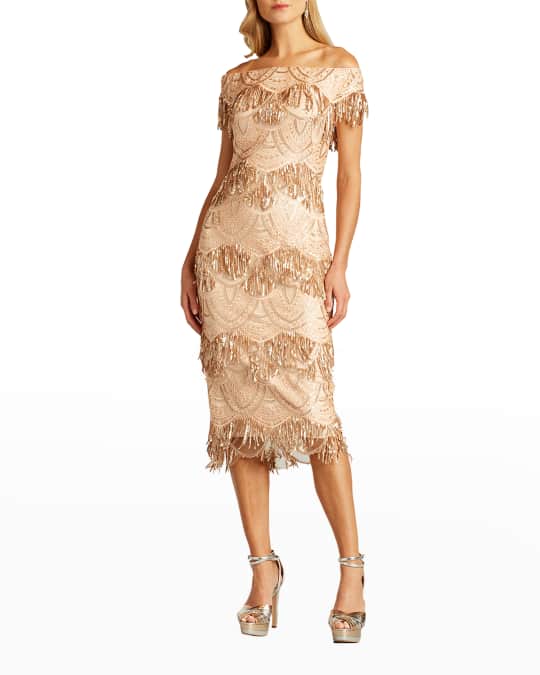Tadashi shoji fringe deals dress